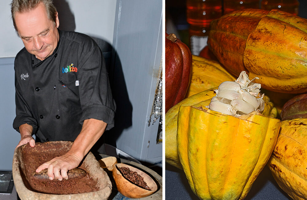 Chef Rob making chocolate the traditional Maya way